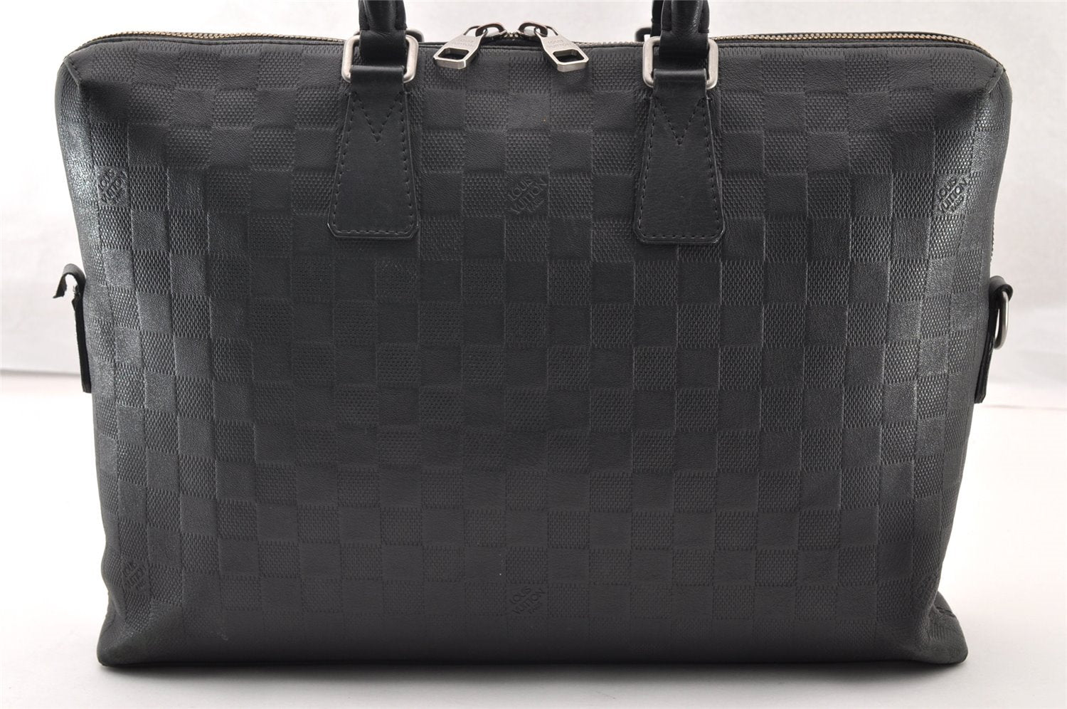 Authentic Louis Vuitton Damier Infini Porte Documents Jour Briefcase Black 8902I