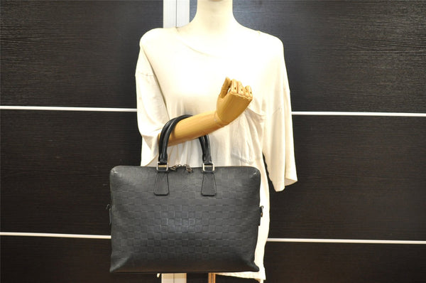 Authentic Louis Vuitton Damier Infini Porte Documents Jour Briefcase Black 8902I