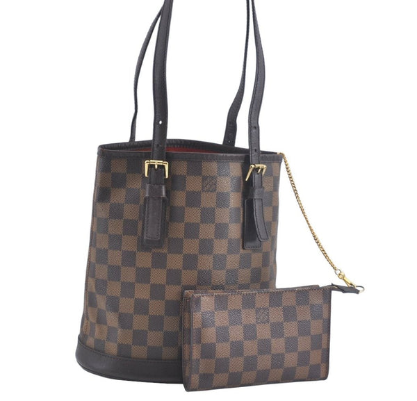Authentic Louis Vuitton Damier Marais Bucket Shoulder Tote Bag N42240 LV 8902J