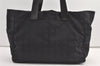 Authentic CHANEL New Travel Line Shoulder Tote Bag Nylon Leather Black 8905J