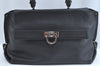 Authentic Salvatore Ferragamo Sophia Gancini Leather 2Way Hand Bag Black 8909J