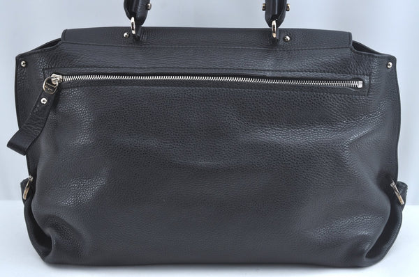 Authentic Salvatore Ferragamo Sophia Gancini Leather 2Way Hand Bag Black 8909J