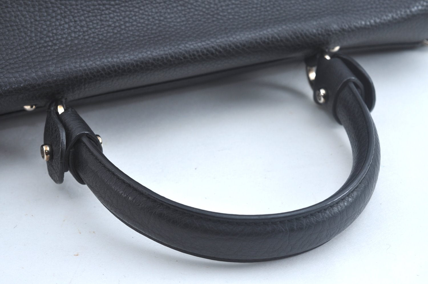 Authentic Salvatore Ferragamo Sophia Gancini Leather 2Way Hand Bag Black 8909J