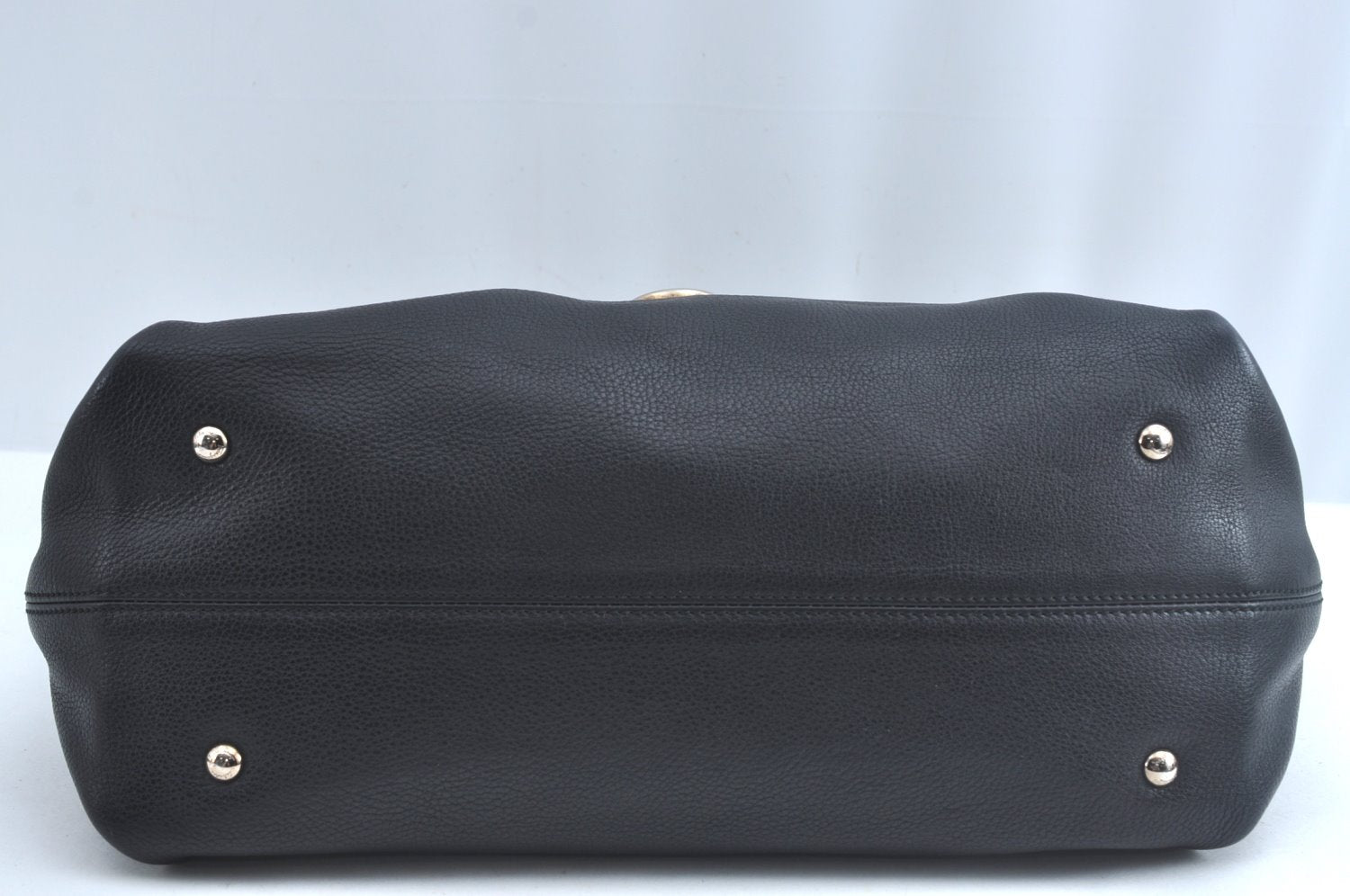 Authentic Salvatore Ferragamo Sophia Gancini Leather 2Way Hand Bag Black 8909J