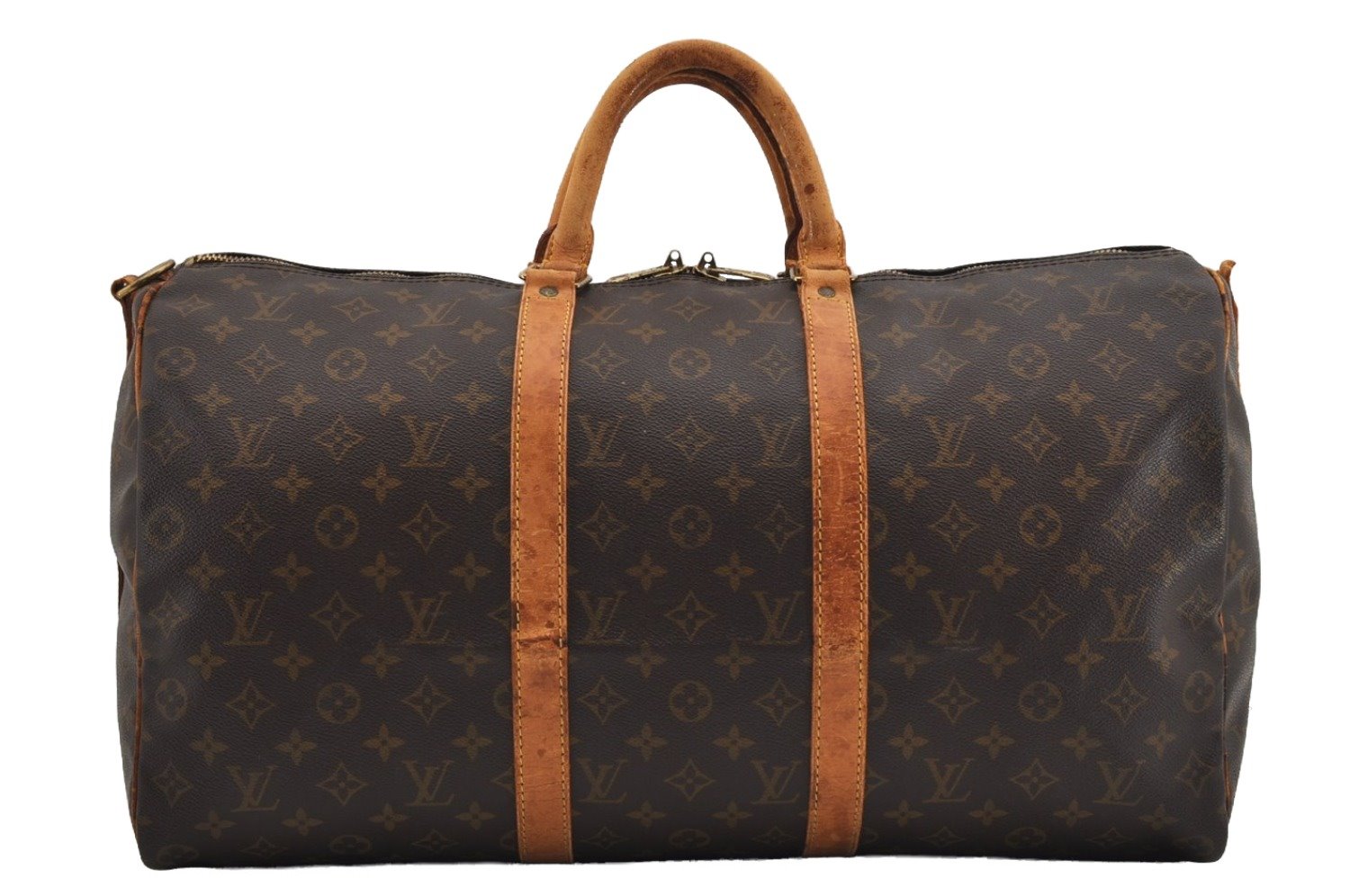 Authentic Louis Vuitton Monogram Keepall Bandouliere 50 M41416 Boston Bag 8911I