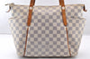 Authentic Louis Vuitton Damier Azur Totally PM Tote Bag White N41280 LV 8912I
