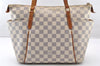 Authentic Louis Vuitton Damier Azur Totally PM Tote Bag White N41280 LV 8912I