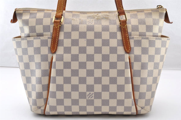 Authentic Louis Vuitton Damier Azur Totally PM Tote Bag White N41280 LV 8912I