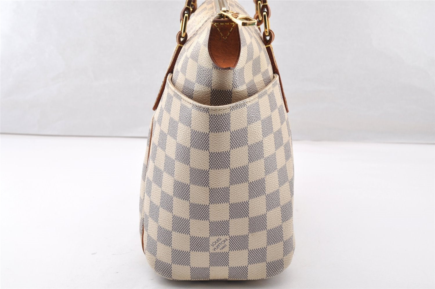 Authentic Louis Vuitton Damier Azur Totally PM Tote Bag White N41280 LV 8912I