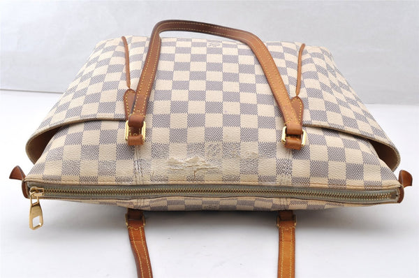 Authentic Louis Vuitton Damier Azur Totally PM Tote Bag White N41280 LV 8912I