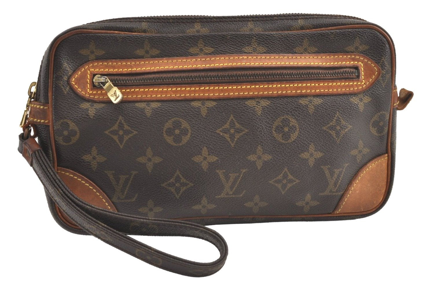 Authentic Louis Vuitton Monogram Marly Dragonne Clutch Hand Bag Old Model 8912J