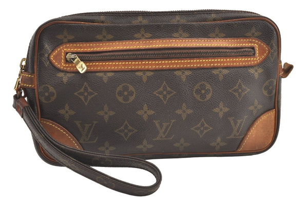 Authentic Louis Vuitton Monogram Marly Dragonne Clutch Hand Bag Old Model 8912J