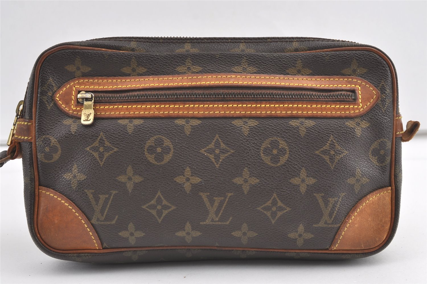 Authentic Louis Vuitton Monogram Marly Dragonne Clutch Hand Bag Old Model 8912J