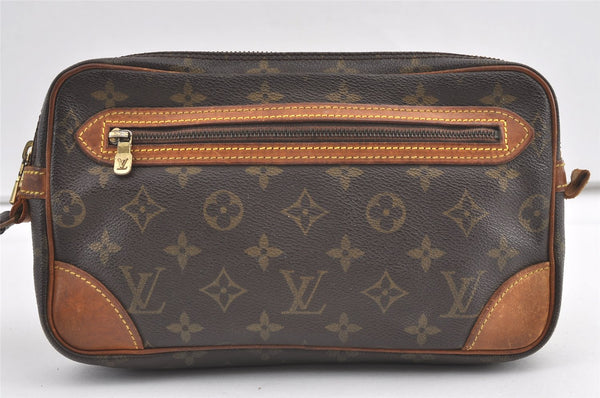 Authentic Louis Vuitton Monogram Marly Dragonne Clutch Hand Bag Old Model 8912J