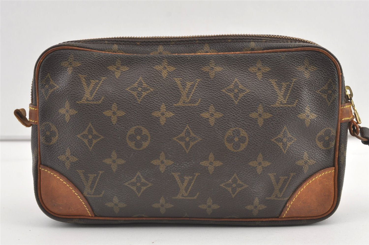 Authentic Louis Vuitton Monogram Marly Dragonne Clutch Hand Bag Old Model 8912J