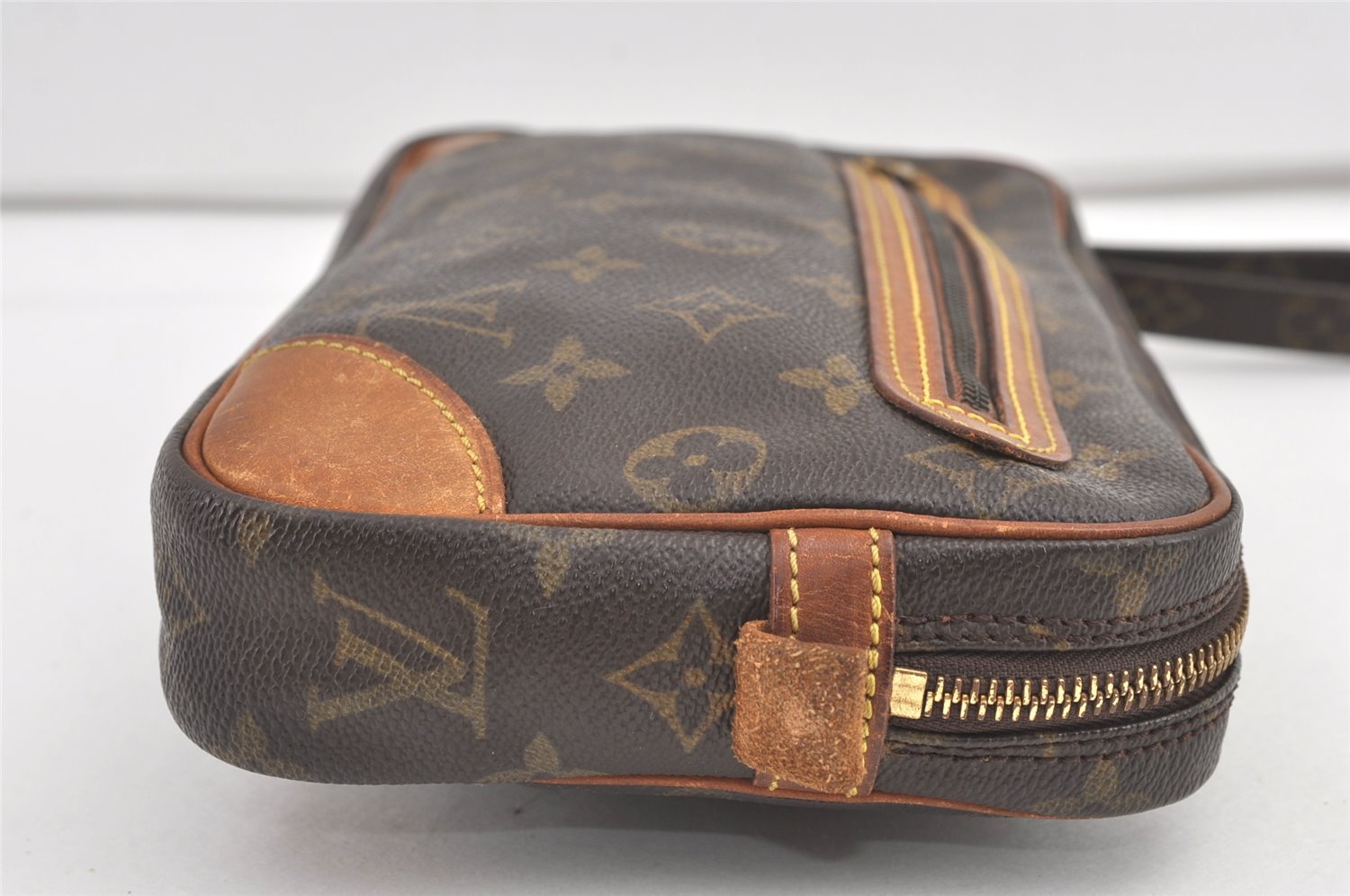 Authentic Louis Vuitton Monogram Marly Dragonne Clutch Hand Bag Old Model 8912J