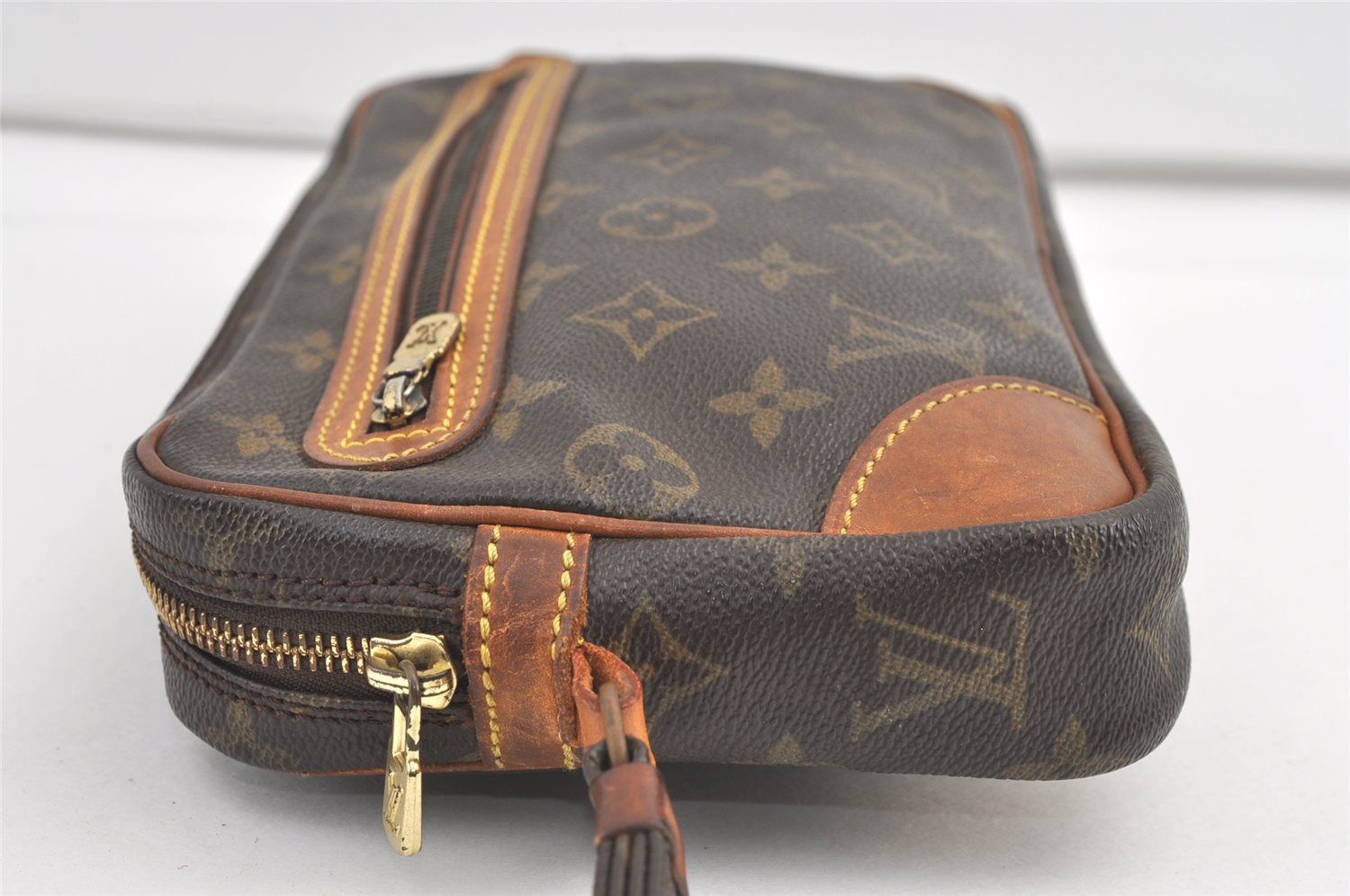 Authentic Louis Vuitton Monogram Marly Dragonne Clutch Hand Bag Old Model 8912J