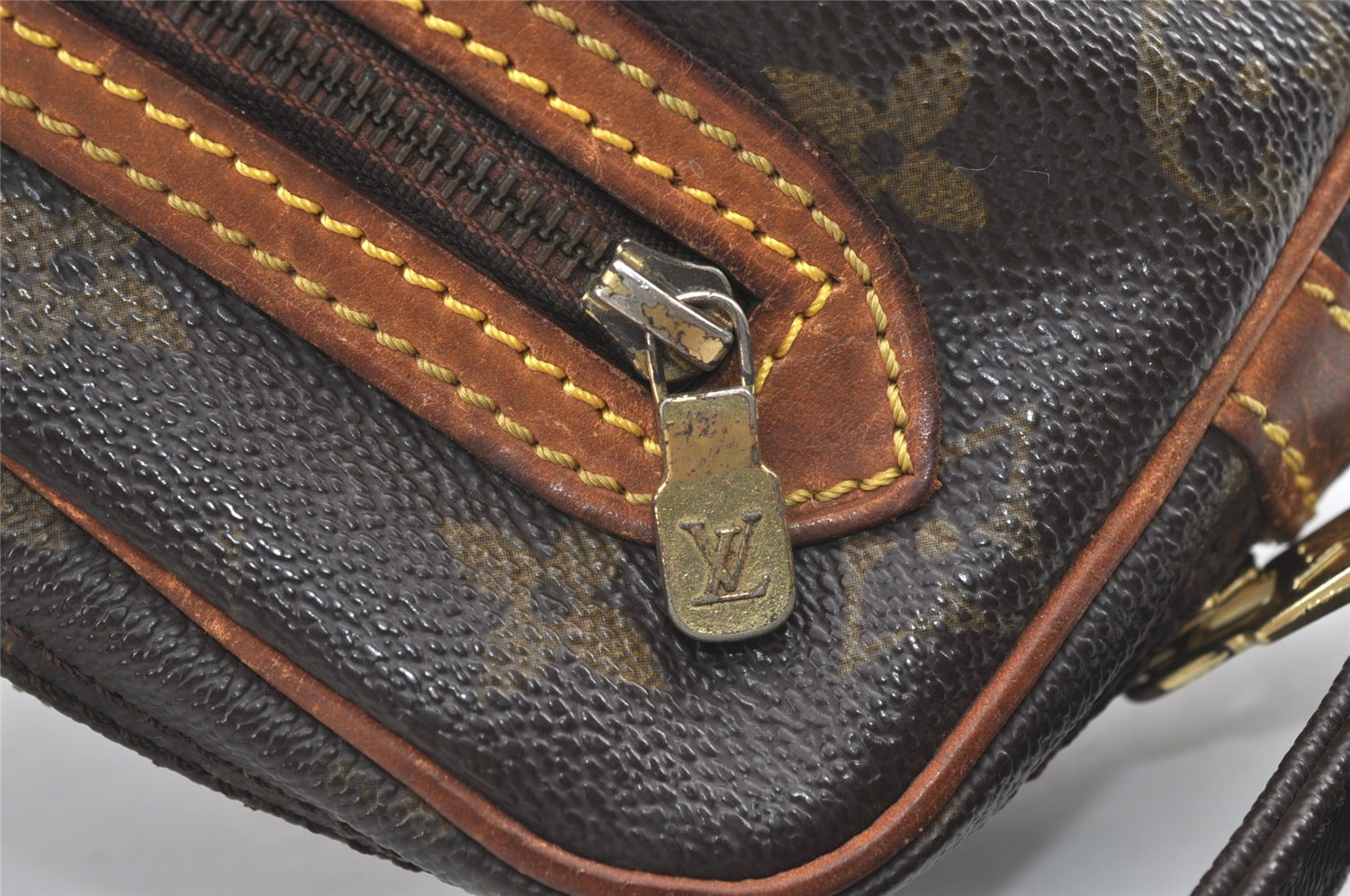 Authentic Louis Vuitton Monogram Marly Dragonne Clutch Hand Bag Old Model 8912J