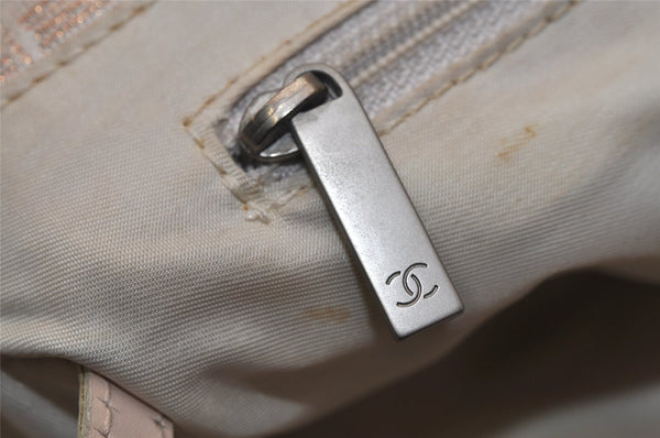 Authentic CHANEL New Travel Line Shoulder Tote Bag Nylon Leather Beige 8913J