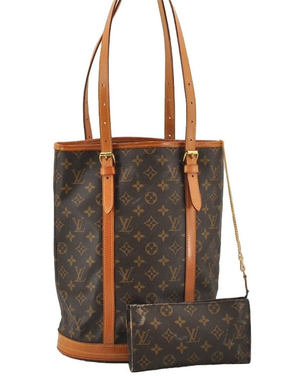 Authentic Louis Vuitton Monogram Bucket GM Shoulder Tote Bag M42236 Junk 8914I