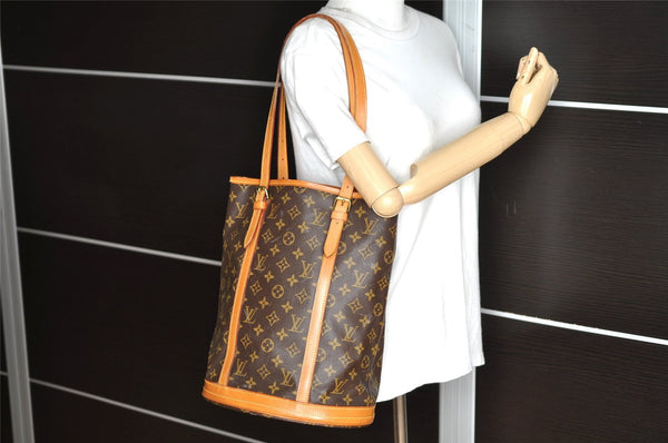Authentic Louis Vuitton Monogram Bucket GM Shoulder Tote Bag M42236 Junk 8914I