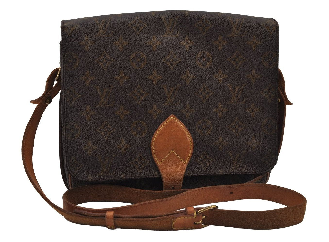 Authentic Louis Vuitton Monogram Cartouchiere GM M51252 Shoulder Cross Bag 8914J