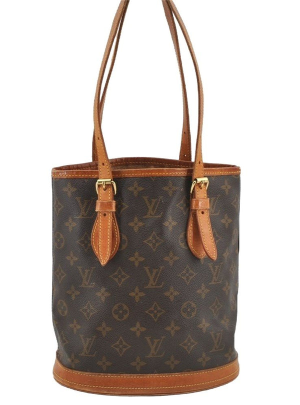 Authentic Louis Vuitton Monogram Bucket PM Shoulder Tote Bag M42238 Junk 8918I