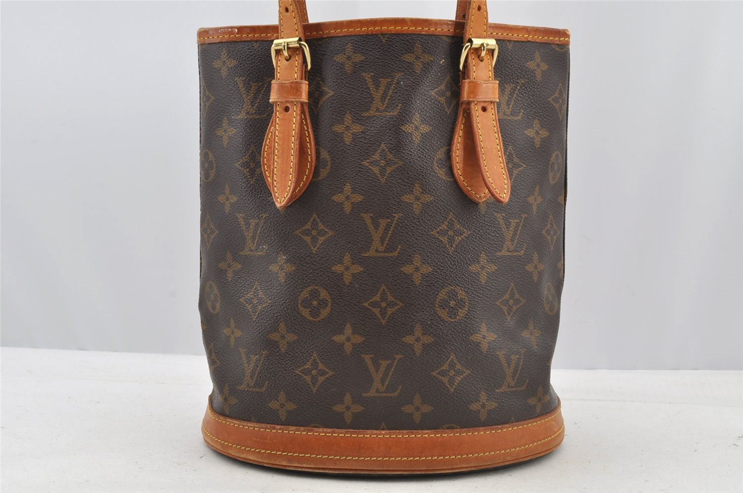 Authentic Louis Vuitton Monogram Bucket PM Shoulder Tote Bag M42238 Junk 8918I