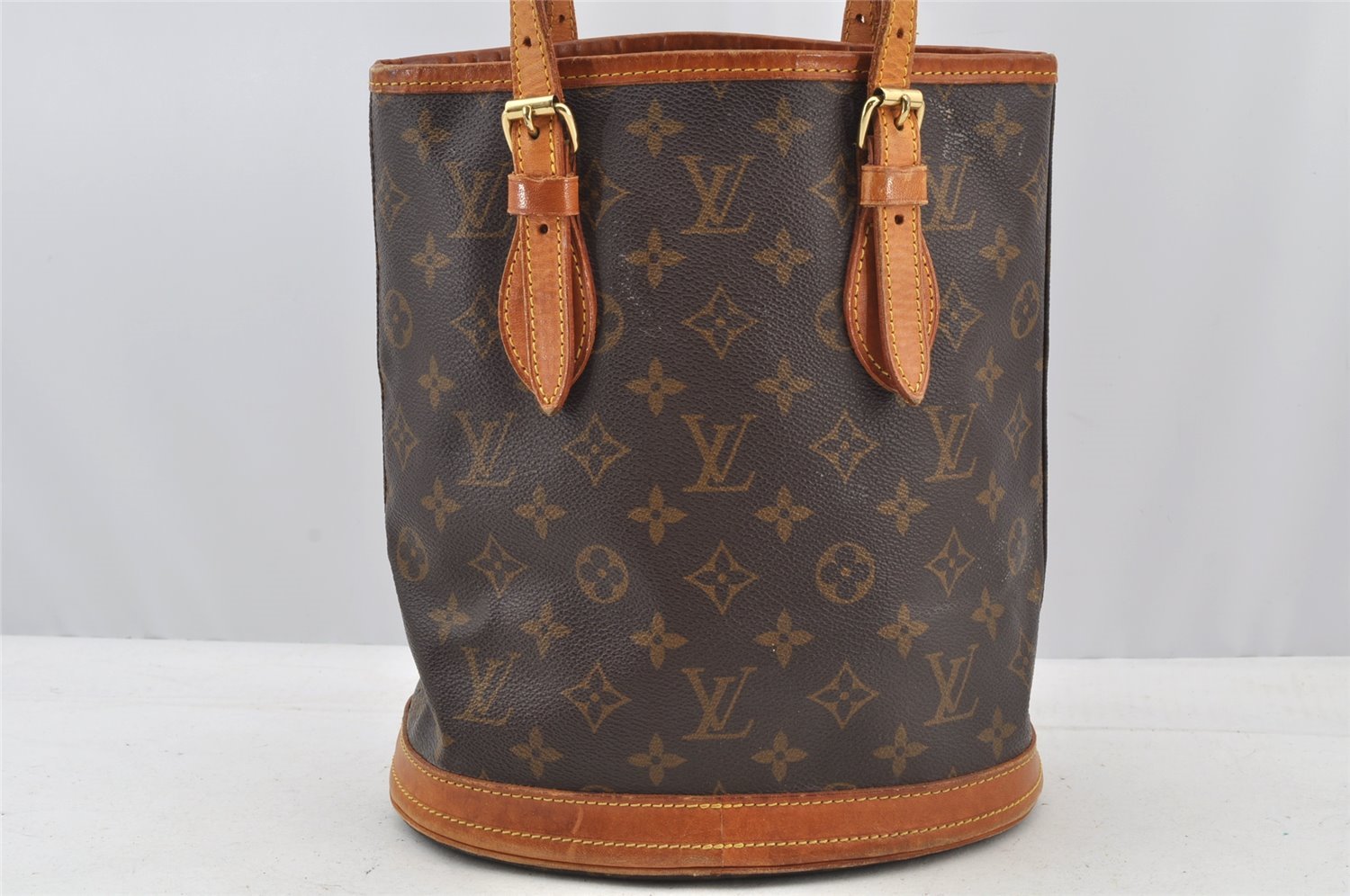 Authentic Louis Vuitton Monogram Bucket PM Shoulder Tote Bag M42238 Junk 8918I