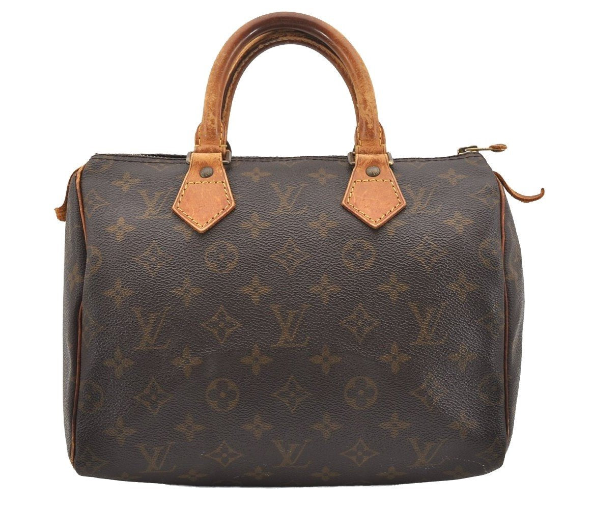 Authentic Louis Vuitton Monogram Speedy 25 Boston Hand Bag M41528 LV 8919I