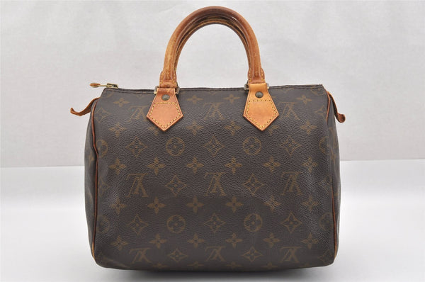 Authentic Louis Vuitton Monogram Speedy 25 Boston Hand Bag M41528 LV 8919I