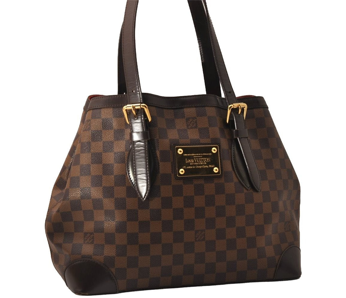 Authentic Louis Vuitton Damier Hampstead MM Shoulder Tote Bag N51204 LV 8919J