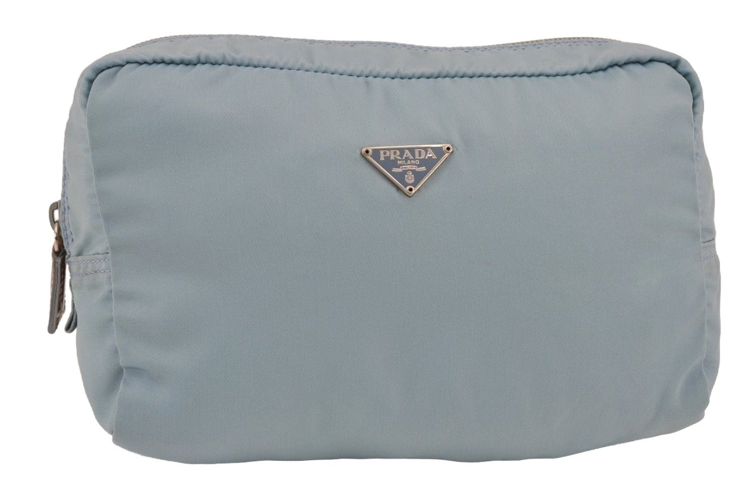 Authentic PRADA Vintage Nylon Tessuto Enamel Pouch Purse Light Blue 8920J