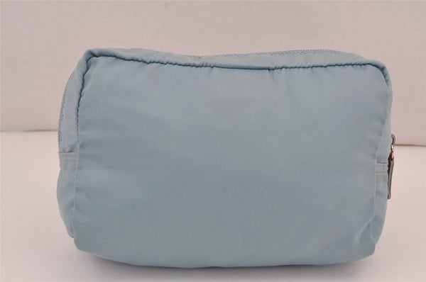 Authentic PRADA Vintage Nylon Tessuto Enamel Pouch Purse Light Blue 8920J