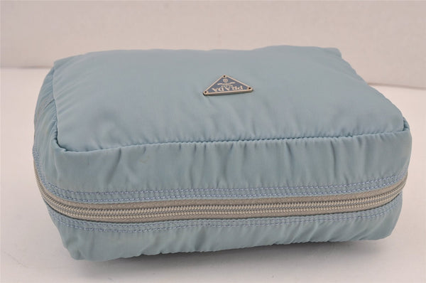 Authentic PRADA Vintage Nylon Tessuto Enamel Pouch Purse Light Blue 8920J