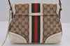 Auth GUCCI Web Sherry Line Shoulder Bag GG Canvas Leather 145999 Brown 8923J