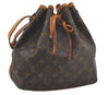 Authentic Louis Vuitton Monogram Petit Noe M42226 Shoulder Drawstring Bag 8925I