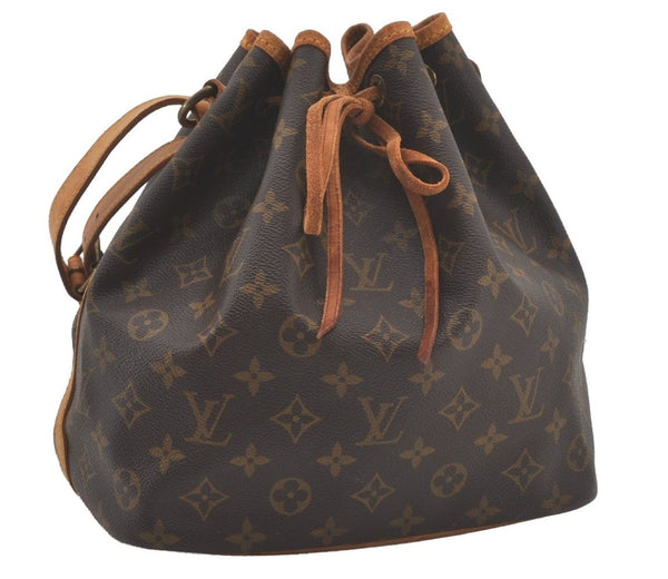 Authentic Louis Vuitton Monogram Petit Noe M42226 Shoulder Drawstring Bag 8925I
