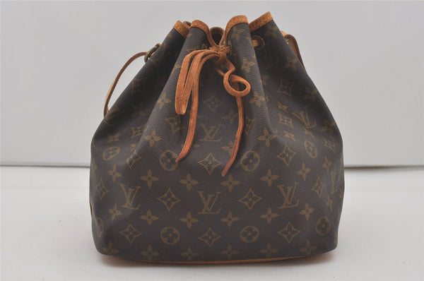 Authentic Louis Vuitton Monogram Petit Noe M42226 Shoulder Drawstring Bag 8925I