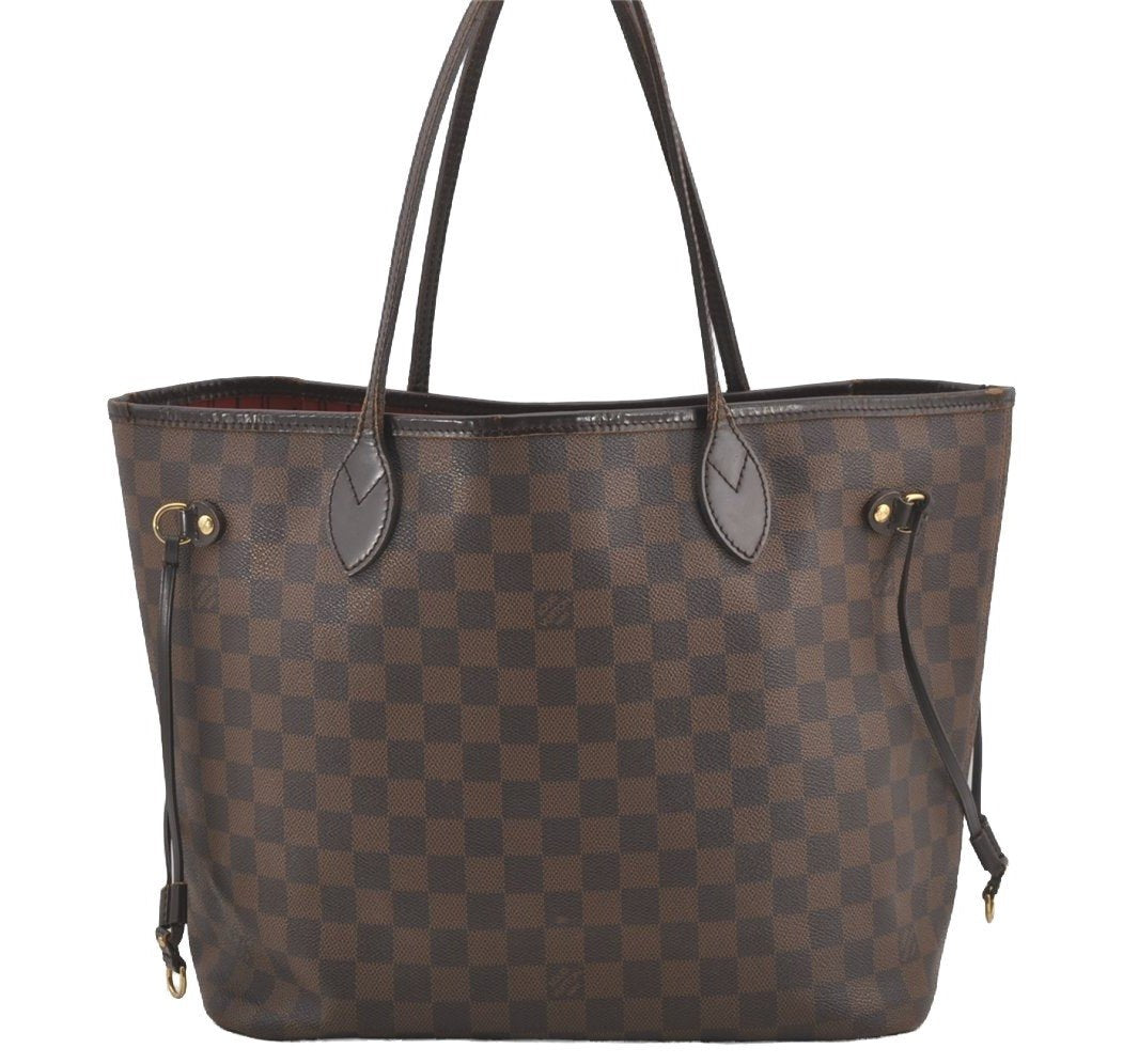 Authentic Louis Vuitton Damier Neverfull MM Shoulder Tote Bag N51105 LV 8928I