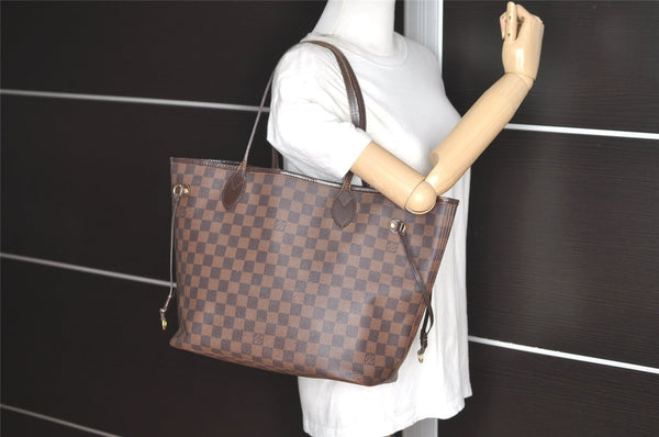 Authentic Louis Vuitton Damier Neverfull MM Shoulder Tote Bag N51105 LV 8928I