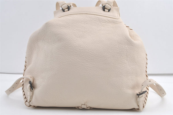 Authentic BOTTEGA VENETA Vintage Cervo Drawstring Backpack Leather White 8928J