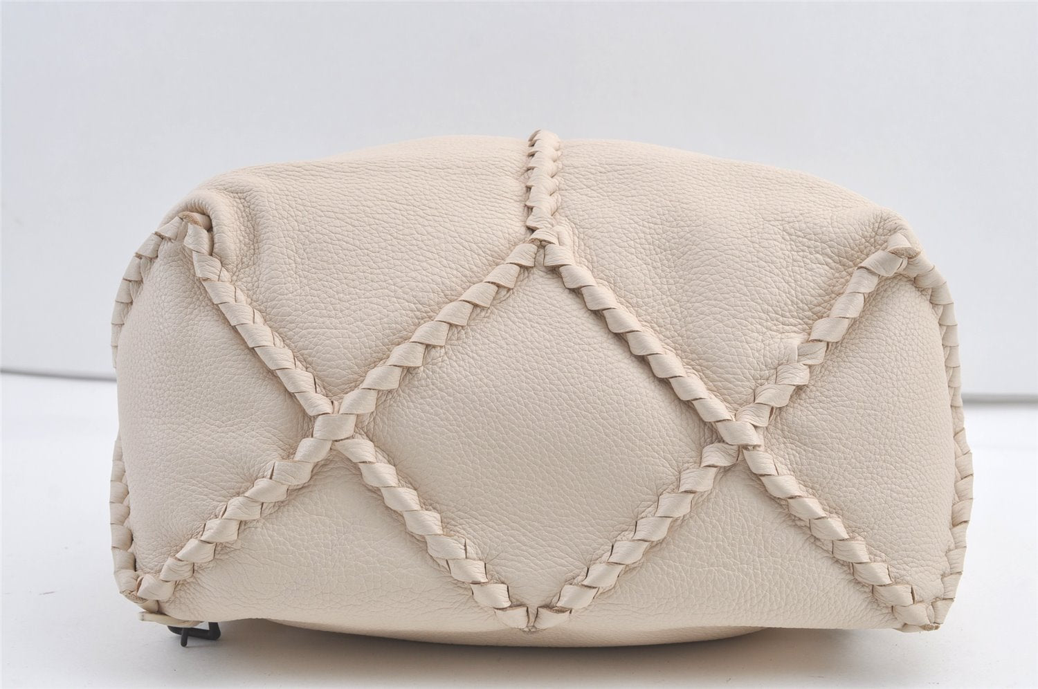 Authentic BOTTEGA VENETA Vintage Cervo Drawstring Backpack Leather White 8928J