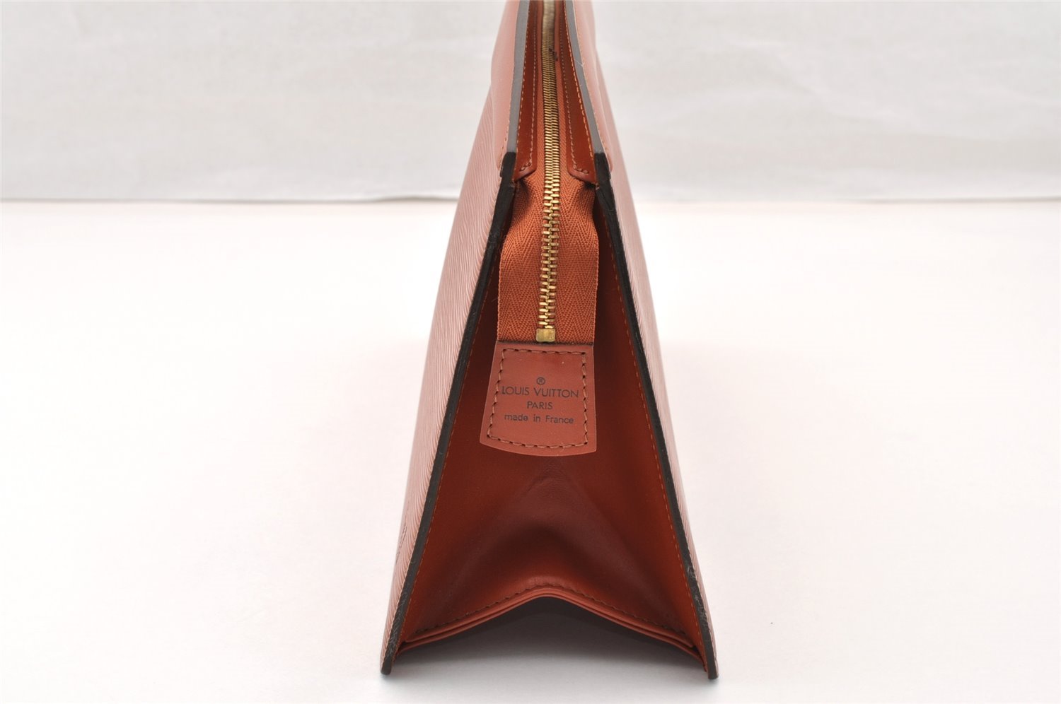 Authentic Louis Vuitton Epi Trousse Crete Clutch Bag Brown M48403 LV 8932I