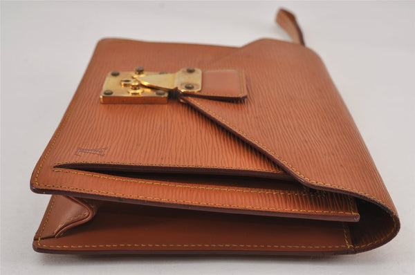 Auth Louis Vuitton Epi Pochette Sellier Dragonne Clutch Bag M52618 Brown 8933J