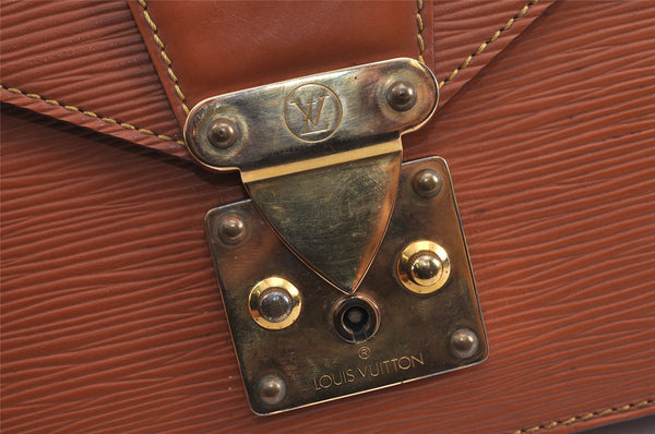Auth Louis Vuitton Epi Pochette Sellier Dragonne Clutch Bag M52618 Brown 8933J