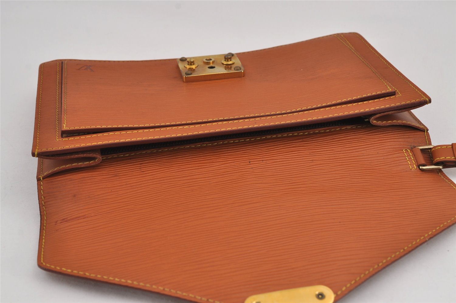 Auth Louis Vuitton Epi Pochette Sellier Dragonne Clutch Bag M52618 Brown 8933J