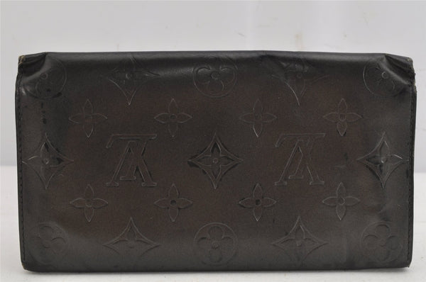 Auth Louis Vuitton Monogram Mat Pochette Porte Monnaie Credit Wallet Black 8939J