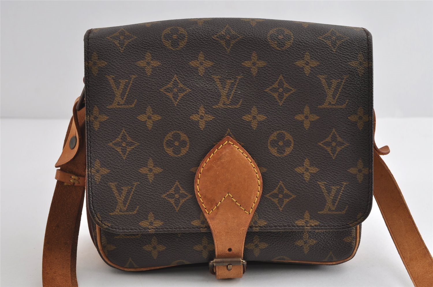 Authentic Louis Vuitton Monogram Cartouchiere MM M51253 Shoulder Cross Bag 8945I