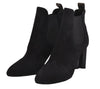 Auth Louis Vuitton Silhouette Line Ankle Boots Suede US Size 7.5 Black 8946J